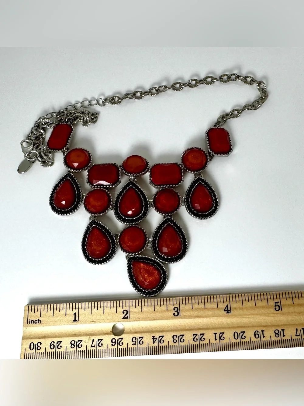 Charming Charlie Statement Orange Multi-Stone Bib Necklace #1754